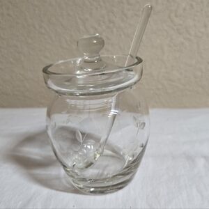 Vintage Princess House Heritage Crystal Condiment Jar With Lid and Spoon